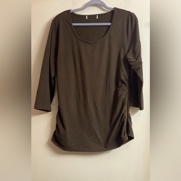 Michael Kors Rushed Knit Blouse 3/4 Sleeve Brown. Size XL - Picture 1 of 6